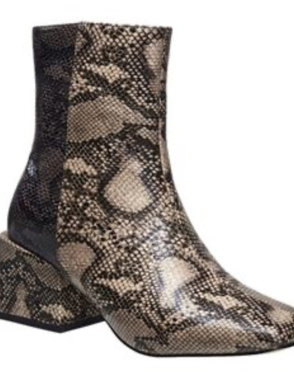 French Connection Toni Bootie Boots Snake Print Black and Cream 8 NIB